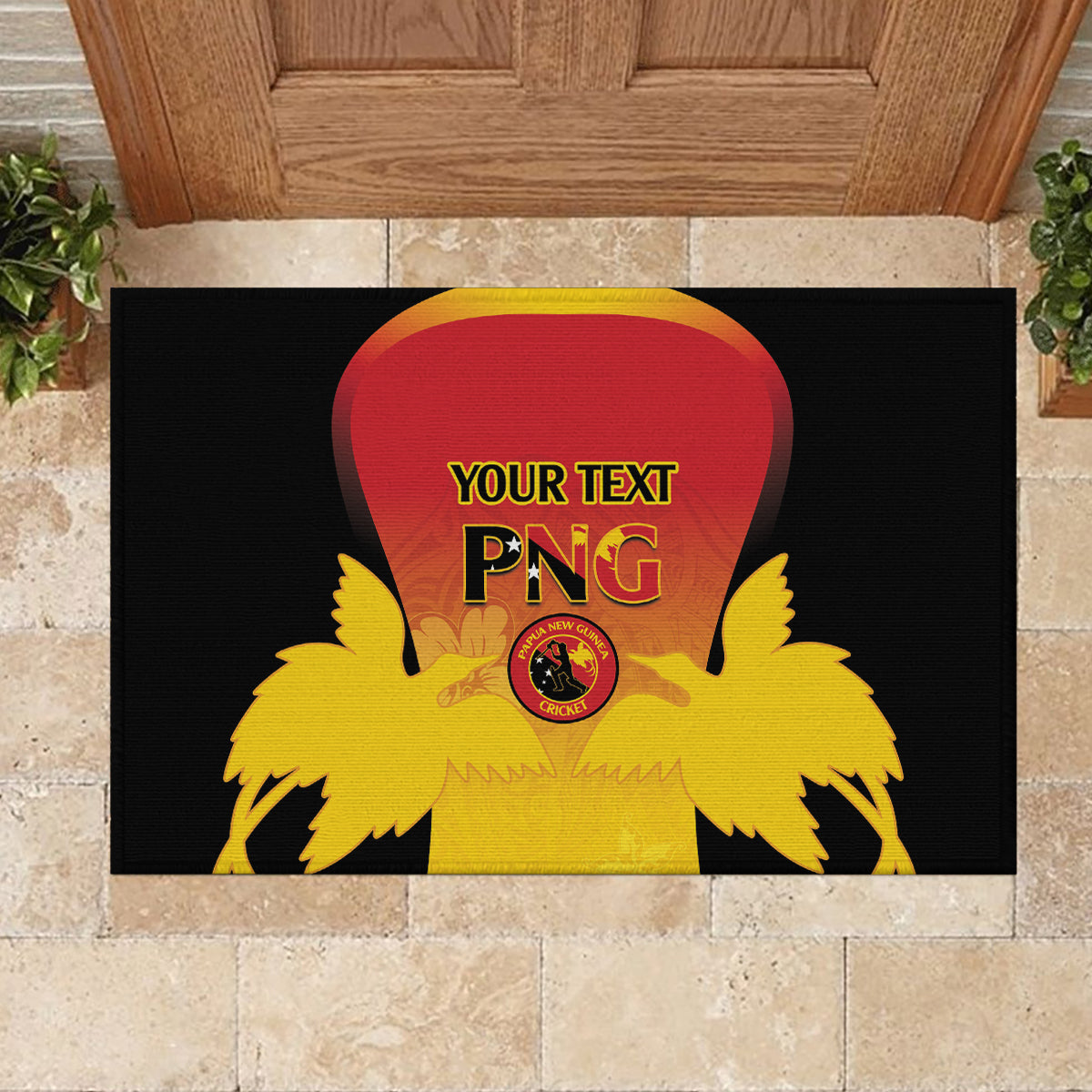 Custom Papua New Guinea Cricket Rubber Doormat 2024 Go PNG