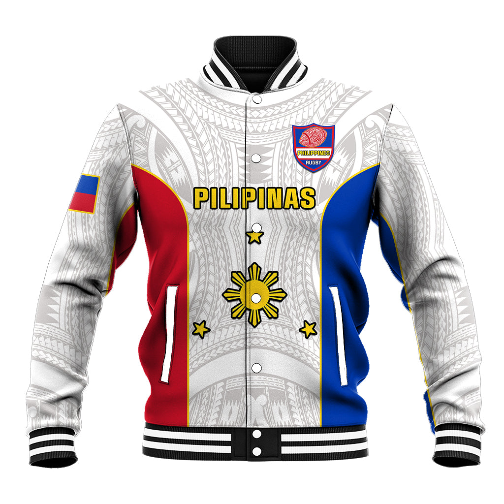 Philippines Rugby Baseball Jacket Pacific Pilipinas Go Tamaraws LT14 Unisex White - Polynesian Pride