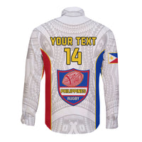 Personalised Philippines Rugby Long Sleeve Button Shirt Pacific Pilipinas Go Tamaraws LT14 - Polynesian Pride