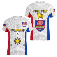 Personalised Philippines Rugby Women V Neck T Shirt Pacific Pilipinas Go Tamaraws LT14 - Polynesian Pride