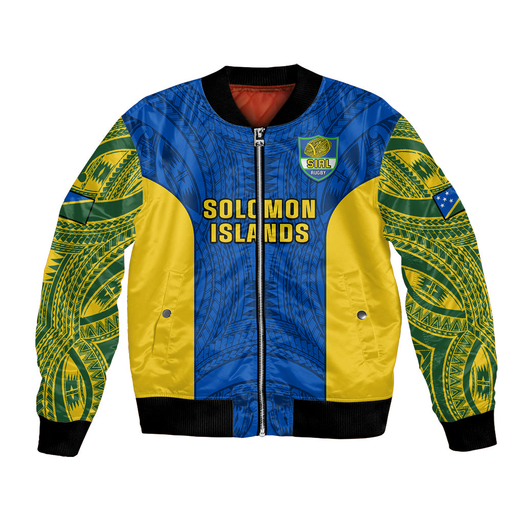 Personalised Solomon Islands Rugby Bomber Jacket Pacific Go Solies LT14 Unisex Blue - Polynesian Pride