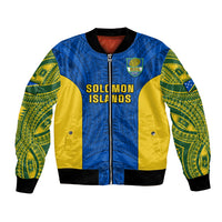 Personalised Solomon Islands Rugby Bomber Jacket Pacific Go Solies LT14 Unisex Blue - Polynesian Pride