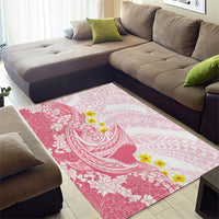 Pink Hawaii Shark Tattoo Area Rug Puakenikeni Lei Plumeria Polynesian Pattern