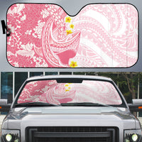 Pink Hawaii Shark Tattoo Auto Sun Shade Puakenikeni Lei Plumeria Polynesian Pattern LT14 Pink - Polynesian Pride