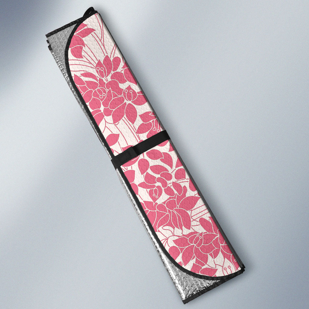 Pink Hawaii Shark Tattoo Auto Sun Shade Puakenikeni Lei Plumeria Polynesian Pattern LT14 - Polynesian Pride