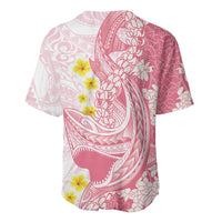 Pink Hawaii Shark Tattoo Baseball Jersey Puakenikeni Lei Plumeria Polynesian Pattern