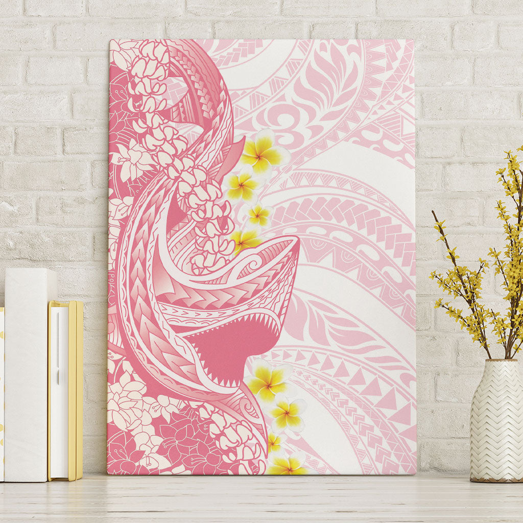 Pink Hawaii Shark Tattoo Canvas Wall Art Puakenikeni Lei Plumeria Polynesian Pattern LT14 Without Frame Pink - Polynesian Pride