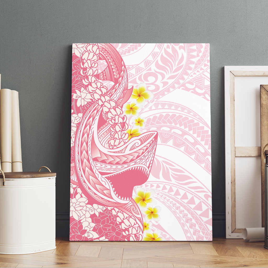 Pink Hawaii Shark Tattoo Canvas Wall Art Puakenikeni Lei Plumeria Polynesian Pattern LT14 - Polynesian Pride