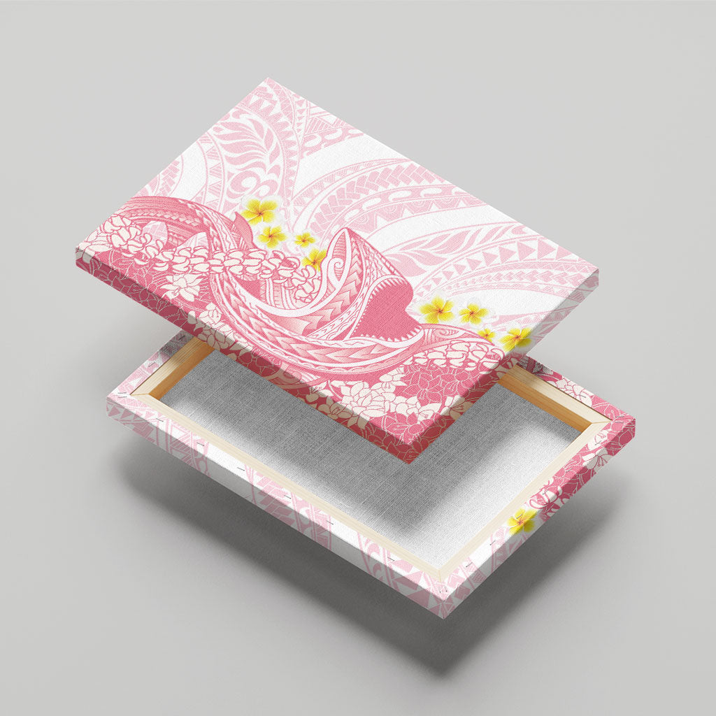 Pink Hawaii Shark Tattoo Canvas Wall Art Puakenikeni Lei Plumeria Polynesian Pattern LT14 - Polynesian Pride