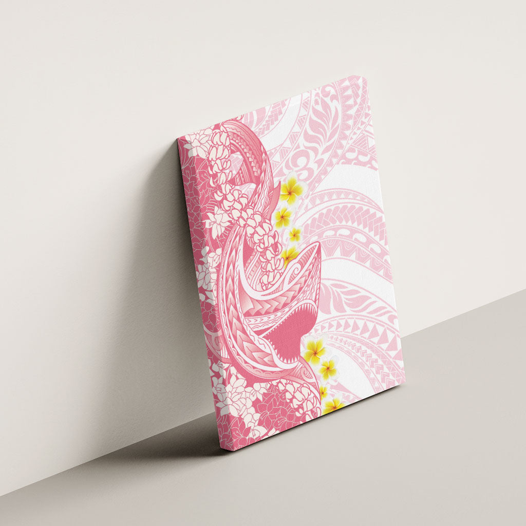 Pink Hawaii Shark Tattoo Canvas Wall Art Puakenikeni Lei Plumeria Polynesian Pattern LT14 - Polynesian Pride