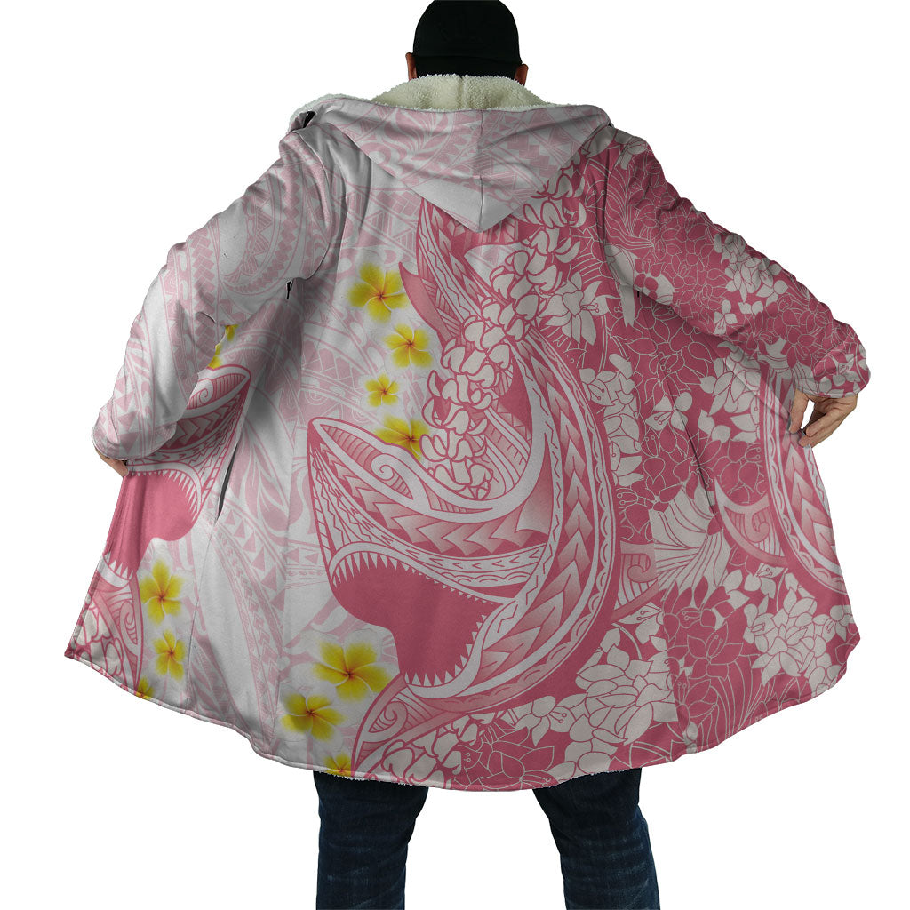 Pink Hawaii Shark Tattoo Cloak Puakenikeni Lei Plumeria Polynesian Pattern LT14 - Polynesian Pride
