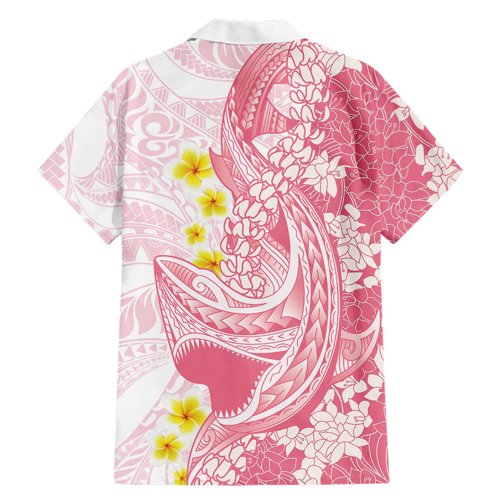 Pink Hawaii Shark Tattoo Family Matching Long Sleeve Bodycon Dress and Hawaiian Shirt Puakenikeni Lei Plumeria Polynesian Pattern LT14 - Polynesian Pride