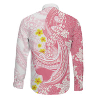 Pink Hawaii Shark Tattoo Family Matching Long Sleeve Bodycon Dress and Hawaiian Shirt Puakenikeni Lei Plumeria Polynesian Pattern LT14 - Polynesian Pride