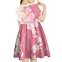 Pink Hawaii Shark Tattoo Kid Short Sleeve Dress Puakenikeni Lei Plumeria Polynesian Pattern LT14 - Polynesian Pride