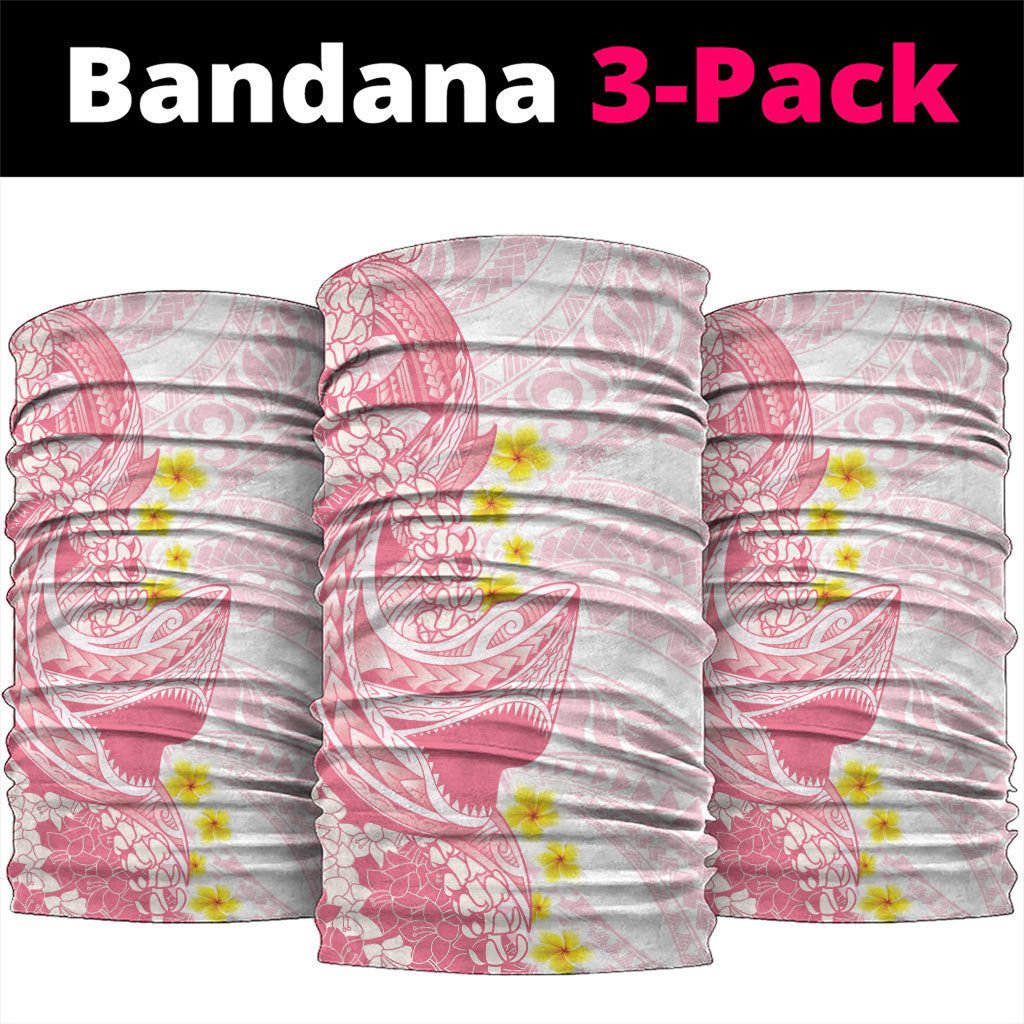 Pink Hawaii Shark Tattoo Neck Gaiter Puakenikeni Lei Plumeria Polynesian Pattern LT14 package One Size: 25*50cm Pink - Polynesian Pride