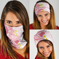 Pink Hawaii Shark Tattoo Neck Gaiter Puakenikeni Lei Plumeria Polynesian Pattern LT14 - Polynesian Pride