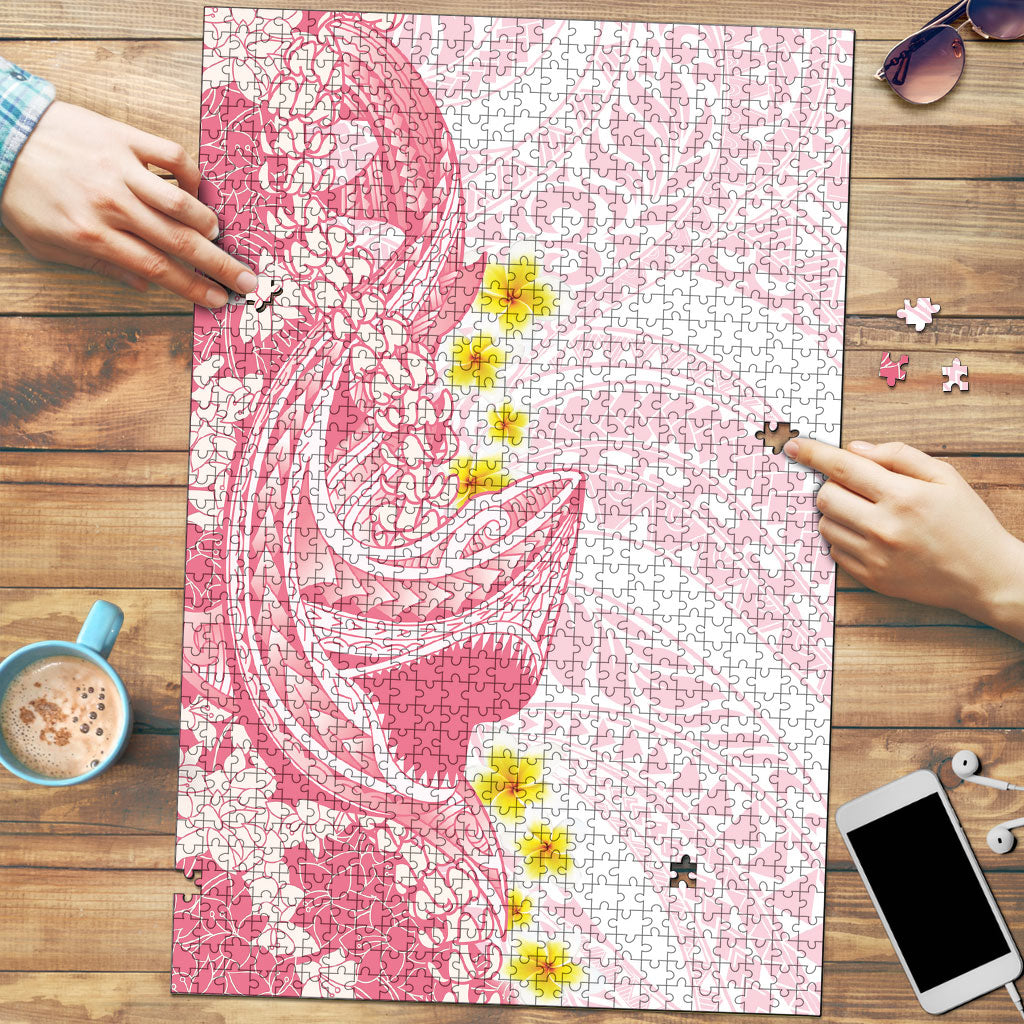 Pink Hawaii Shark Tattoo Puzzle Puakenikeni Lei Plumeria Polynesian Pattern