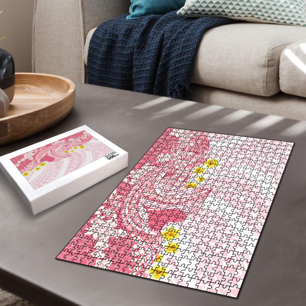 Pink Hawaii Shark Tattoo Puzzle Puakenikeni Lei Plumeria Polynesian Pattern
