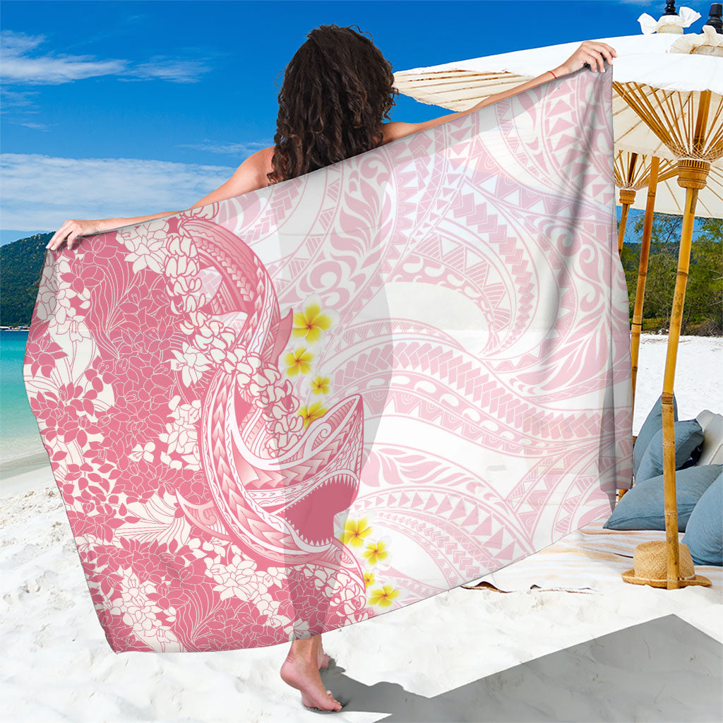 Pink Hawaii Shark Tattoo Sarong Puakenikeni Lei Plumeria Polynesian Pattern LT14 One Size 44 x 66 inches Pink - Polynesian Pride
