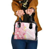 Pink Hawaii Shark Tattoo Shoulder Handbag Puakenikeni Lei Plumeria Polynesian Pattern