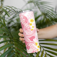 Pink Hawaii Shark Tattoo Skinny Tumbler Puakenikeni Lei Plumeria Polynesian Pattern LT14 - Polynesian Pride