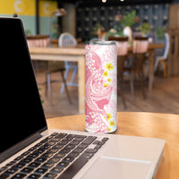 Pink Hawaii Shark Tattoo Skinny Tumbler Puakenikeni Lei Plumeria Polynesian Pattern LT14 - Polynesian Pride