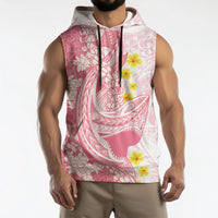 Pink Hawaii Shark Tattoo Sleeveless Hoodie Puakenikeni Lei Plumeria Polynesian Pattern LT14 - Polynesian Pride
