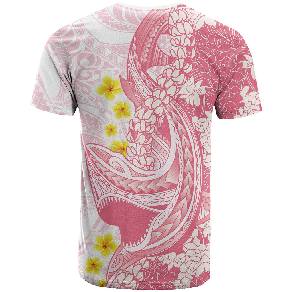 Pink Hawaii Shark Tattoo T Shirt Puakenikeni Lei Plumeria Polynesian Pattern