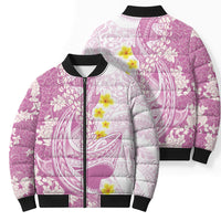 Purple Hawaii Shark Tattoo Bomber Puffer Jacket Puakenikeni Lei Plumeria Polynesian Pattern LT14 - Polynesian Pride