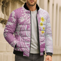 Purple Hawaii Shark Tattoo Bomber Puffer Jacket Puakenikeni Lei Plumeria Polynesian Pattern LT14 - Polynesian Pride