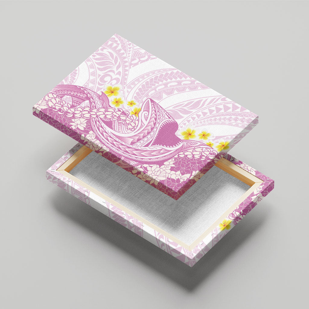 Purple Hawaii Shark Tattoo Canvas Wall Art Puakenikeni Lei Plumeria Polynesian Pattern