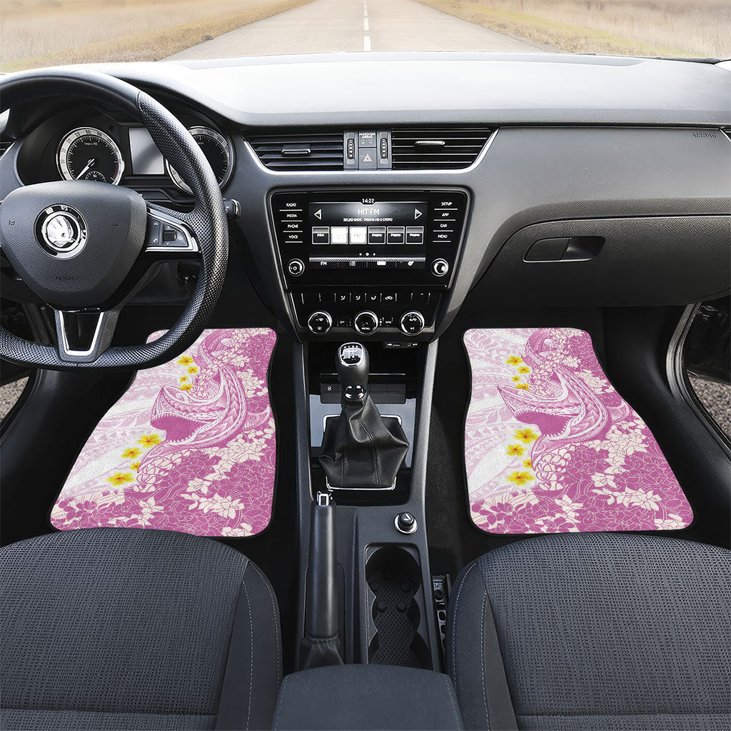 Purple Hawaii Shark Tattoo Car Mats Puakenikeni Lei Plumeria Polynesian Pattern