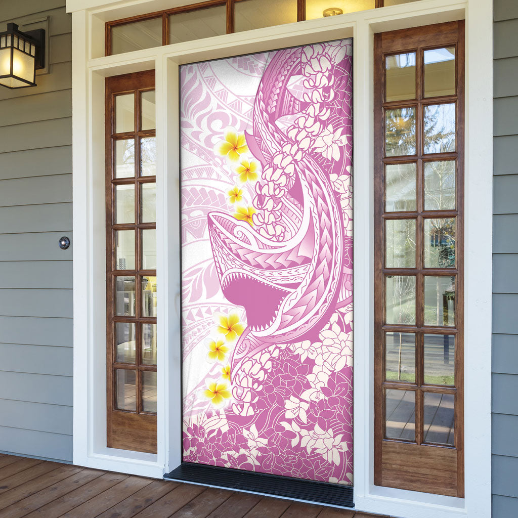 Purple Hawaii Shark Tattoo Door Cover Puakenikeni Lei Plumeria Polynesian Pattern