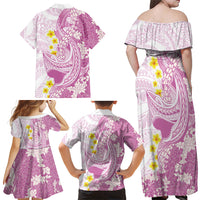 Purple Hawaii Shark Tattoo Family Matching Off Shoulder Maxi Dress and Hawaiian Shirt Puakenikeni Lei Plumeria Polynesian Pattern LT14 - Polynesian Pride