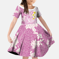 Purple Hawaii Shark Tattoo Family Matching Puletasi and Hawaiian Shirt Puakenikeni Lei Plumeria Polynesian Pattern LT14 Daughter's Dress Purple - Polynesian Pride