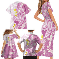 Purple Hawaii Shark Tattoo Family Matching Short Sleeve Bodycon Dress and Hawaiian Shirt Puakenikeni Lei Plumeria Polynesian Pattern LT14 - Polynesian Pride