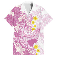 Purple Hawaii Shark Tattoo Family Matching Summer Maxi Dress and Hawaiian Shirt Puakenikeni Lei Plumeria Polynesian Pattern LT14 Dad's Shirt - Short Sleeve Purple - Polynesian Pride