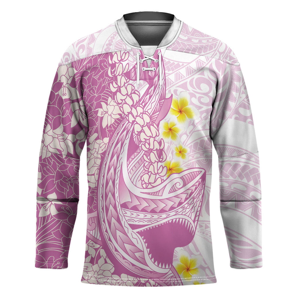 Purple Hawaii Shark Tattoo Hockey Jersey Puakenikeni Lei Plumeria Polynesian Pattern LT14 Unisex Purple - Polynesian Pride