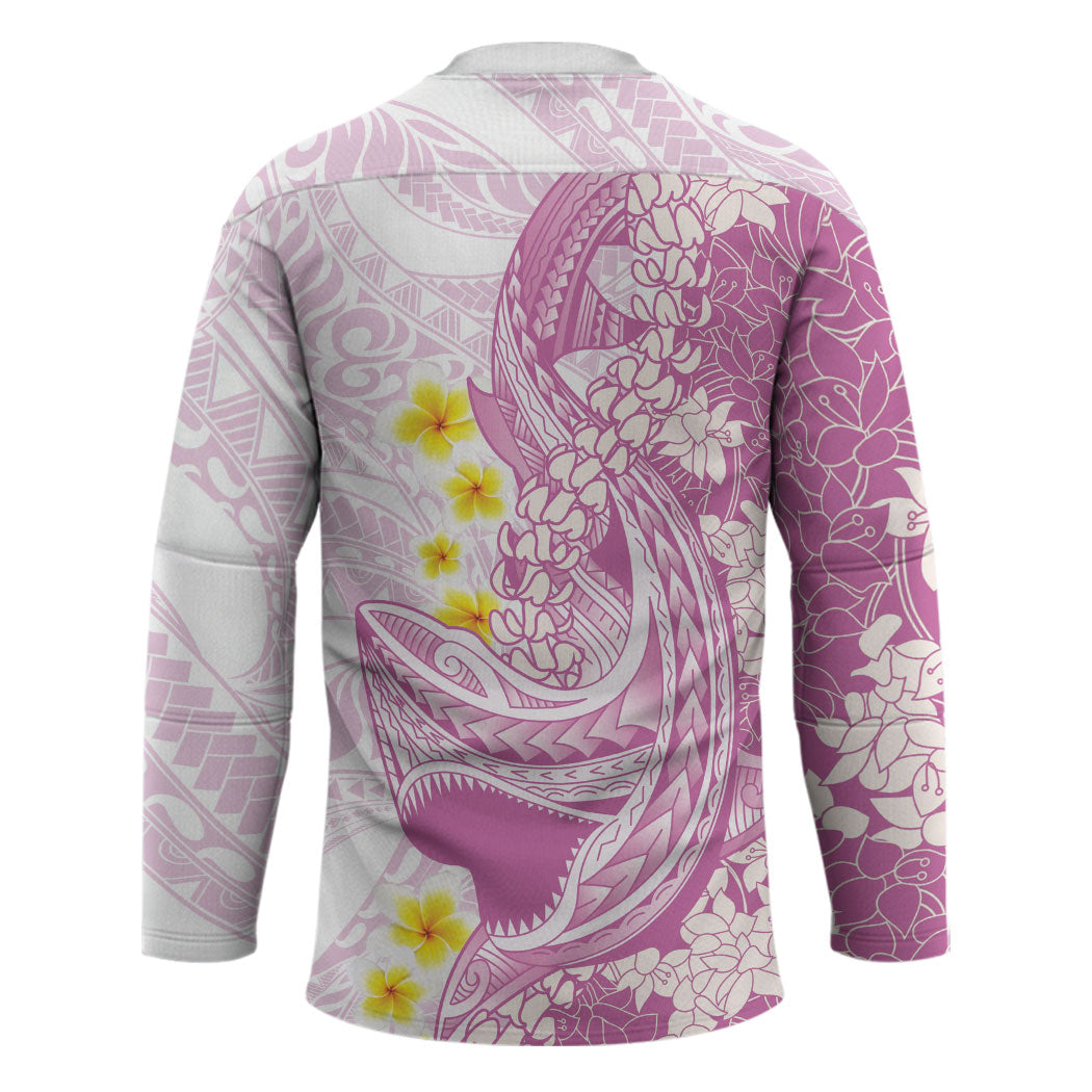 Purple Hawaii Shark Tattoo Hockey Jersey Puakenikeni Lei Plumeria Polynesian Pattern LT14 - Polynesian Pride