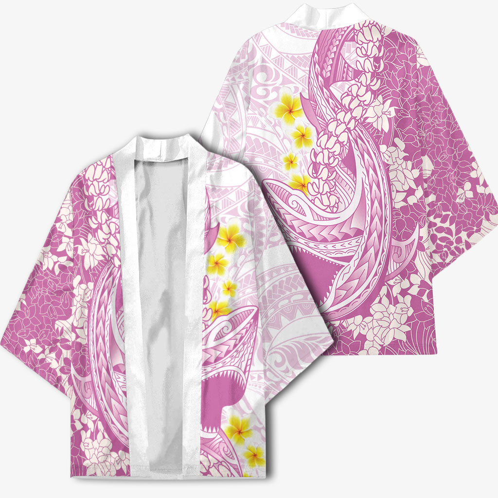 Purple Hawaii Shark Tattoo Kimono Puakenikeni Lei Plumeria Polynesian Pattern LT14 - Polynesian Pride
