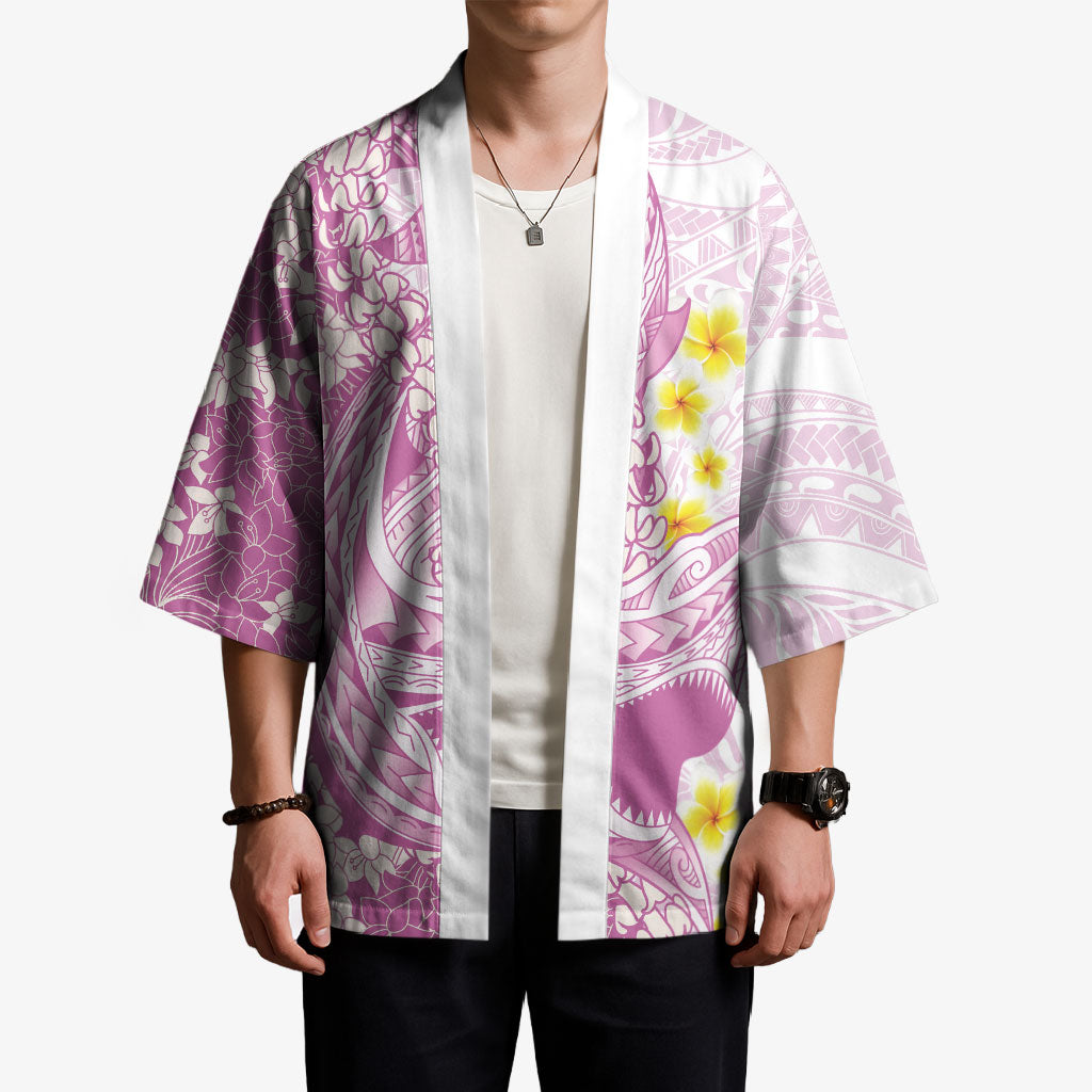 Purple Hawaii Shark Tattoo Kimono Puakenikeni Lei Plumeria Polynesian Pattern LT14 - Polynesian Pride