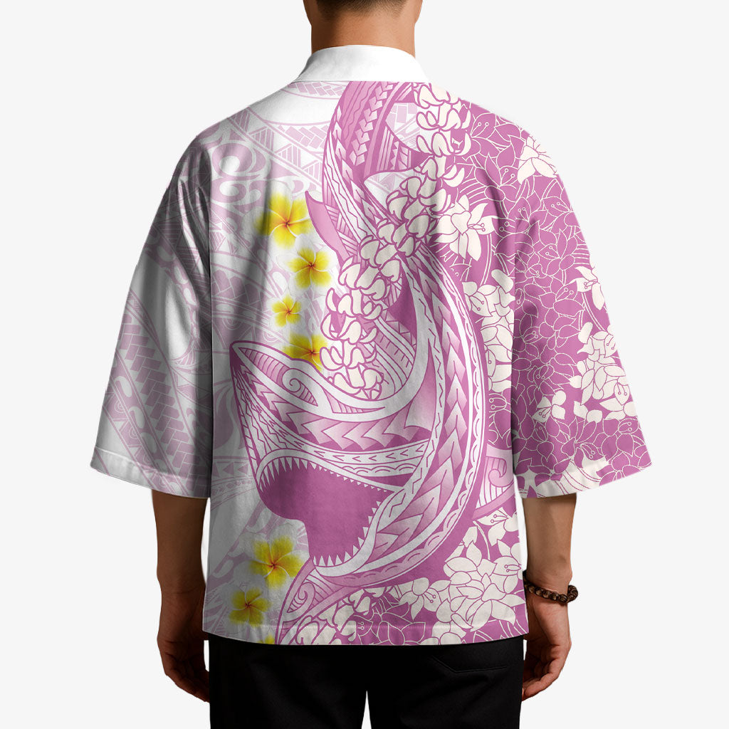 Purple Hawaii Shark Tattoo Kimono Puakenikeni Lei Plumeria Polynesian Pattern LT14 - Polynesian Pride