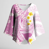 Purple Hawaii Shark Tattoo Kimono Sleeve Blouse Puakenikeni Lei Plumeria Polynesian Pattern