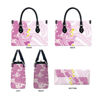 Purple Hawaii Shark Tattoo Leather Bag Puakenikeni Lei Plumeria Polynesian Pattern