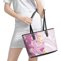 Purple Hawaii Shark Tattoo Leather Tote Bag Puakenikeni Lei Plumeria Polynesian Pattern