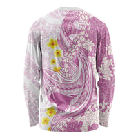 Purple Hawaii Shark Tattoo Long Sleeve Shirt Puakenikeni Lei Plumeria Polynesian Pattern