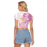 Purple Hawaii Shark Tattoo Raglan Cropped T Shirt Puakenikeni Lei Plumeria Polynesian Pattern LT14 - Polynesian Pride