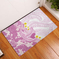 Purple Hawaii Shark Tattoo Rubber Doormat Puakenikeni Lei Plumeria Polynesian Pattern