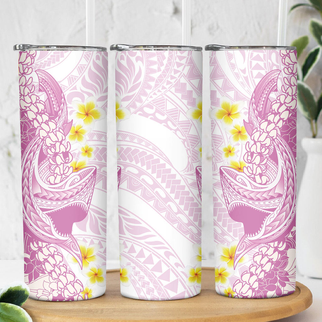 Purple Hawaii Shark Tattoo Skinny Tumbler Puakenikeni Lei Plumeria Polynesian Pattern LT14 - Polynesian Pride
