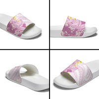 Purple Hawaii Shark Tattoo Slide Sandals Puakenikeni Lei Plumeria Polynesian Pattern